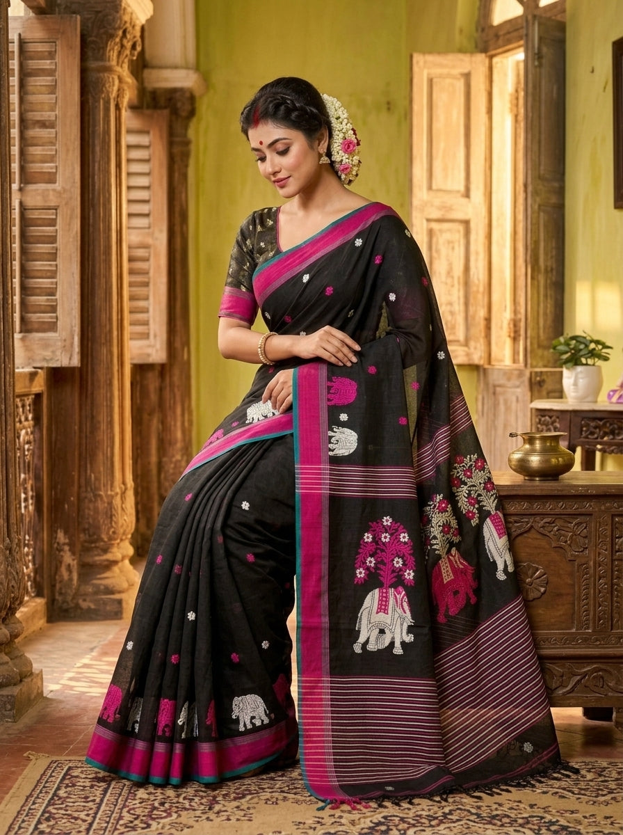 Rangrez Gajini khadiJamdani Saree
