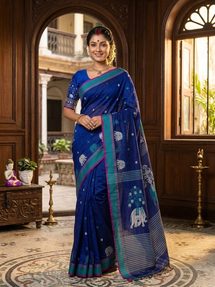 Rangrez Gajini khadi Jamdani Saree