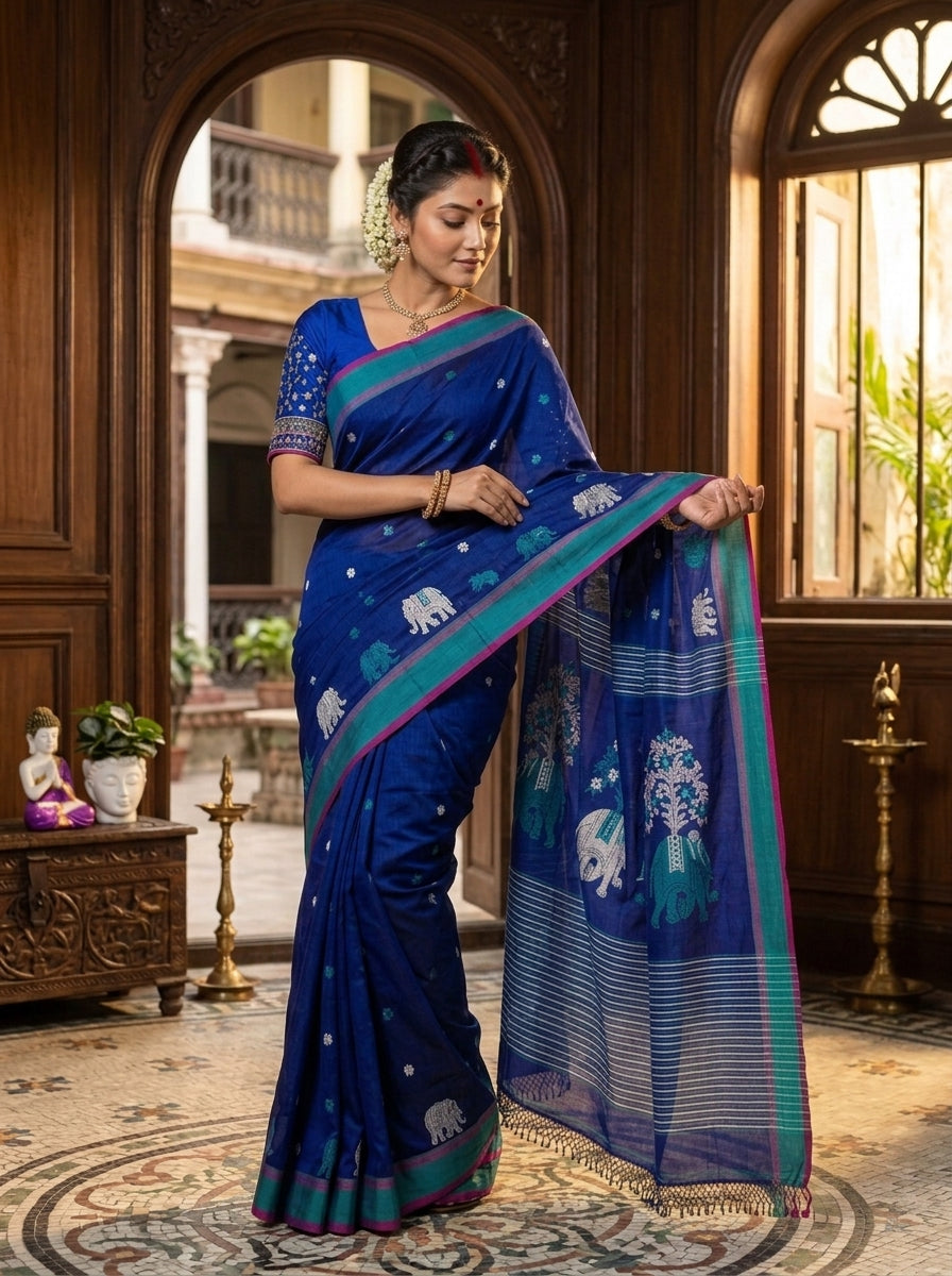 Rangrez Gajini khadi Jamdani Saree