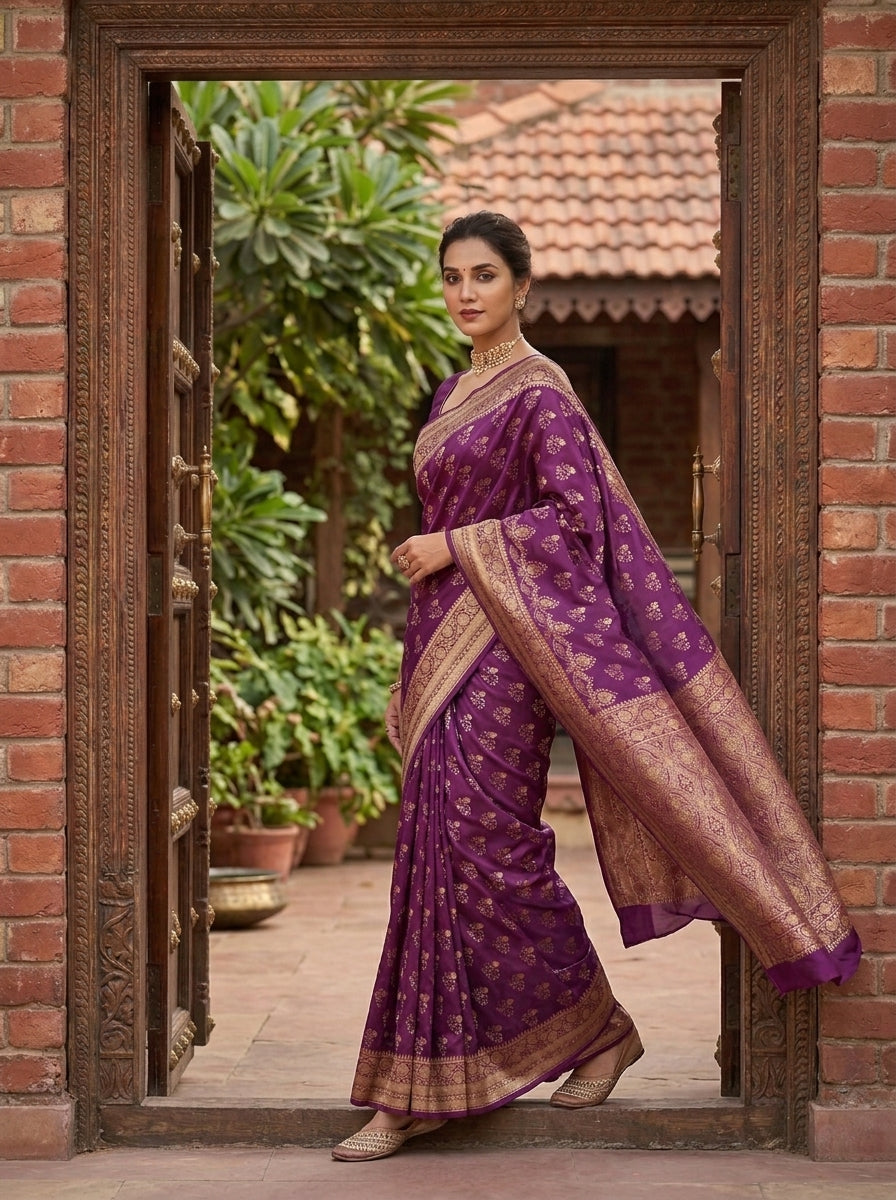 Queen's Legacy Banarasi Semi Katan Silk Saree
