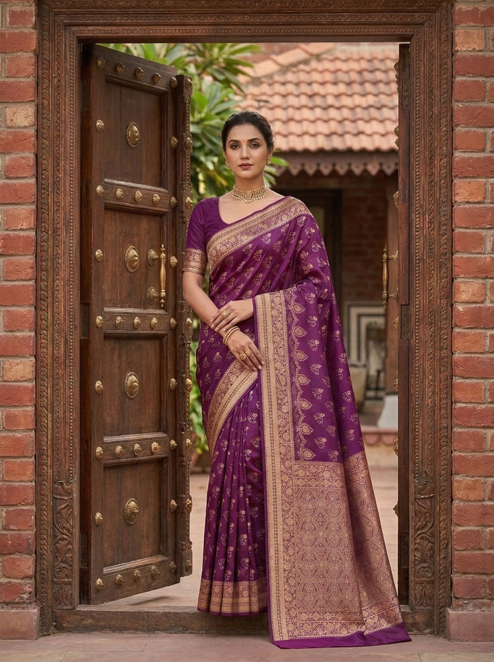 Queen's Legacy Banarasi Semi Katan Silk Saree