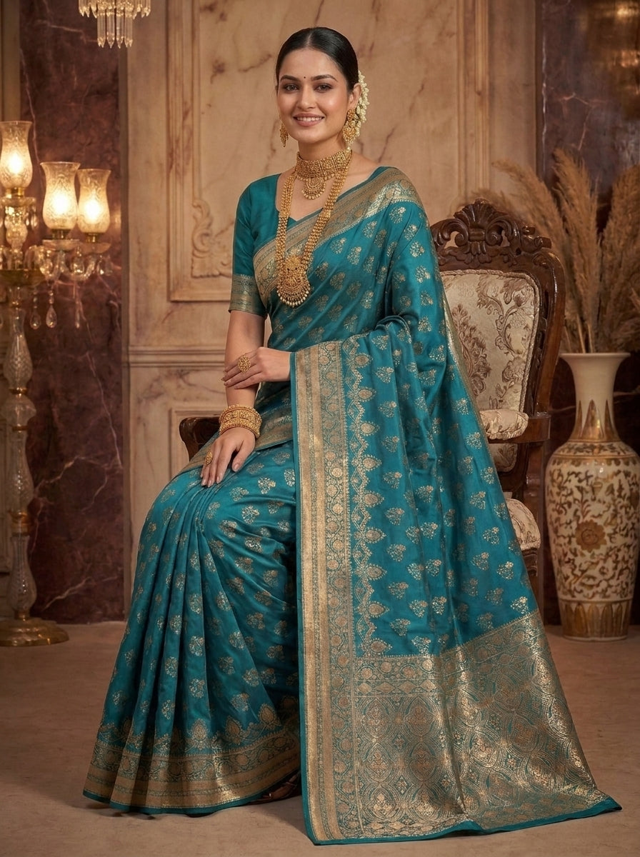 Queen's Legacy Banarasi Semi Katan Silk Saree