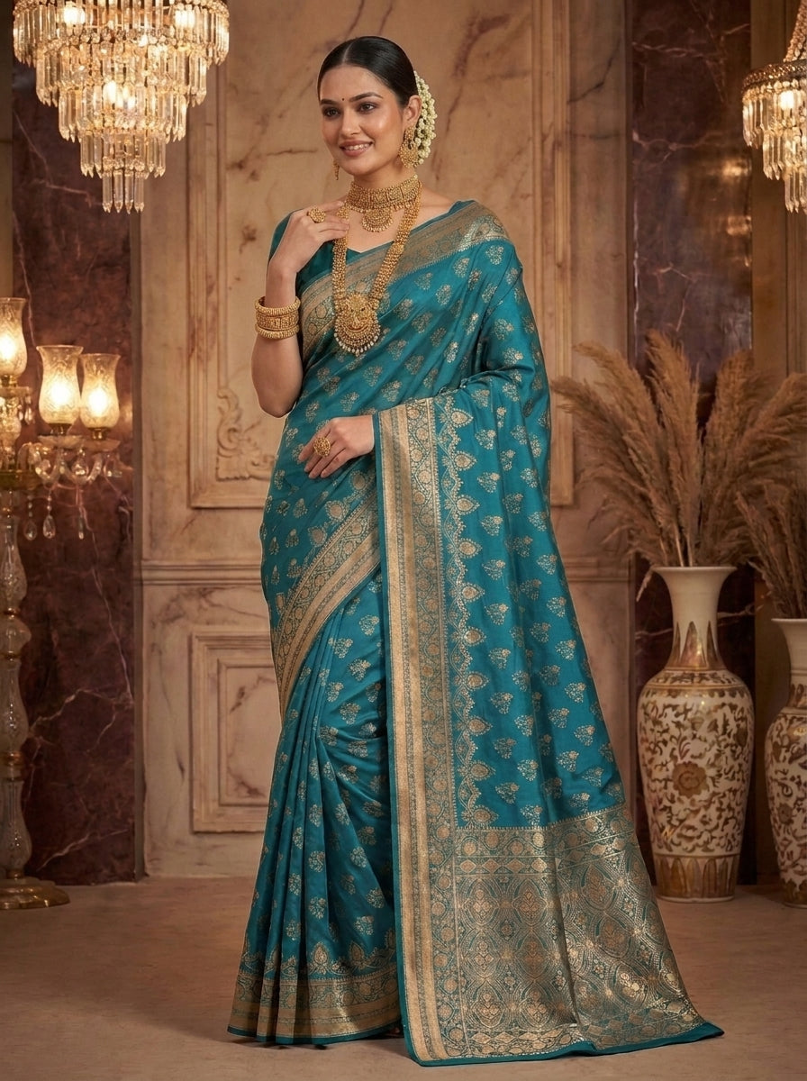 Queen's Legacy Banarasi Semi Katan Silk Saree