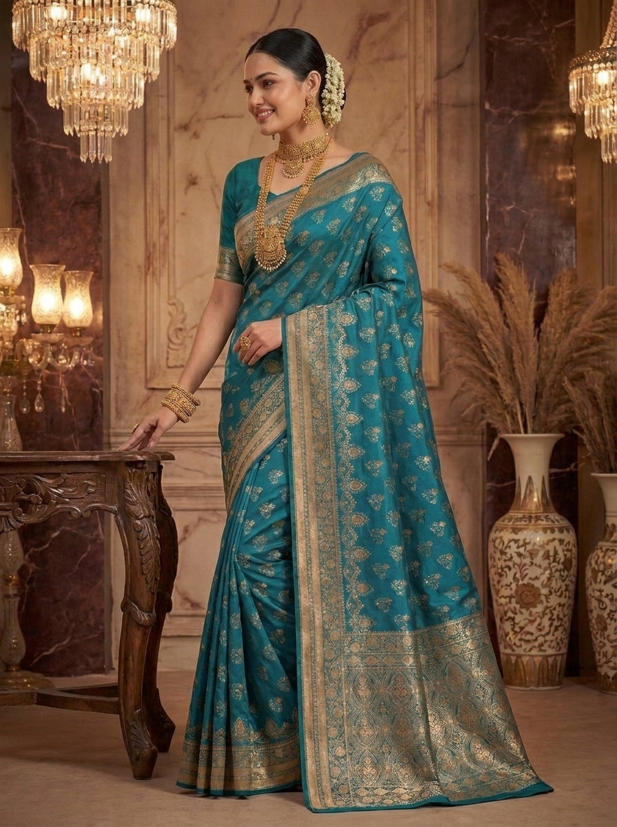 Queen's Legacy Banarasi Semi Katan Silk Saree