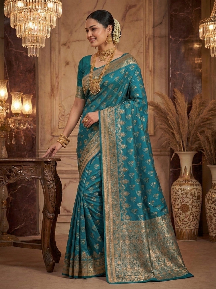 Queen's Legacy Banarasi Semi Katan Silk Saree