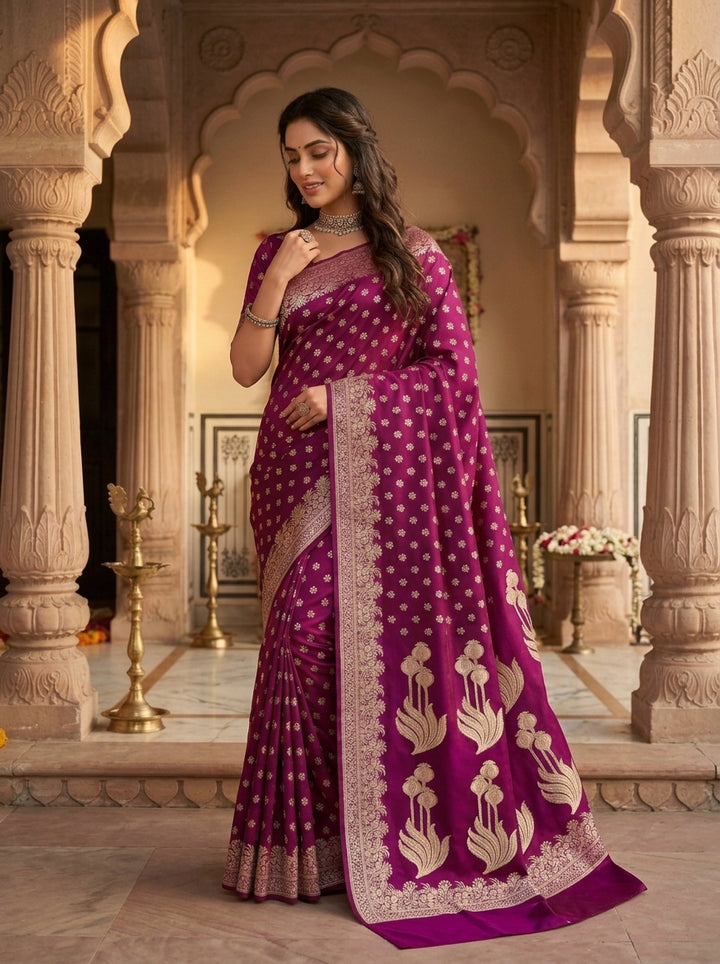 Twilight Whisper Banarasi Semi Katan Silk Saree