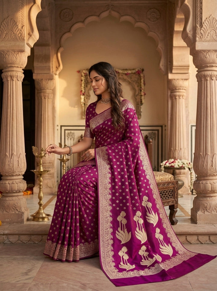 Twilight Whisper Banarasi Semi Katan Silk Saree