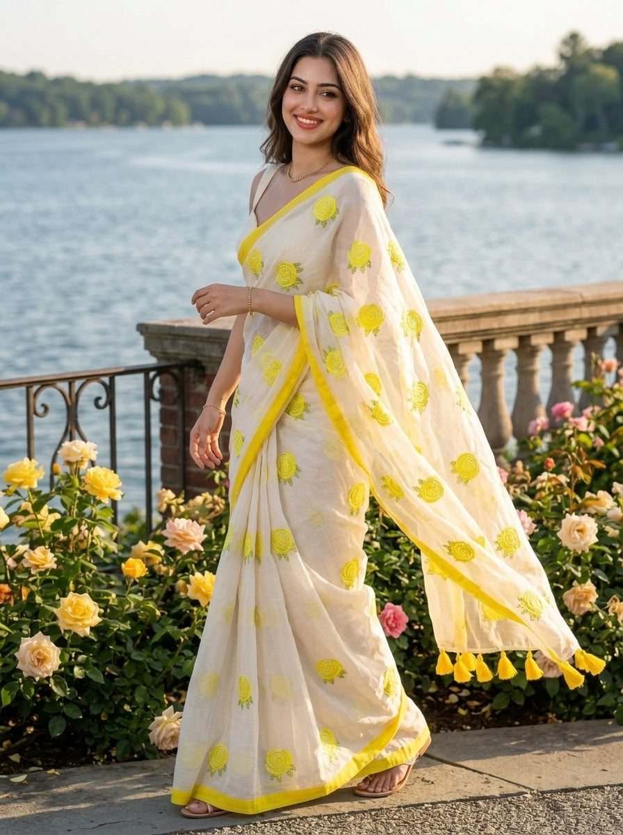 Sunrose Elegance Mul Cotton Saree