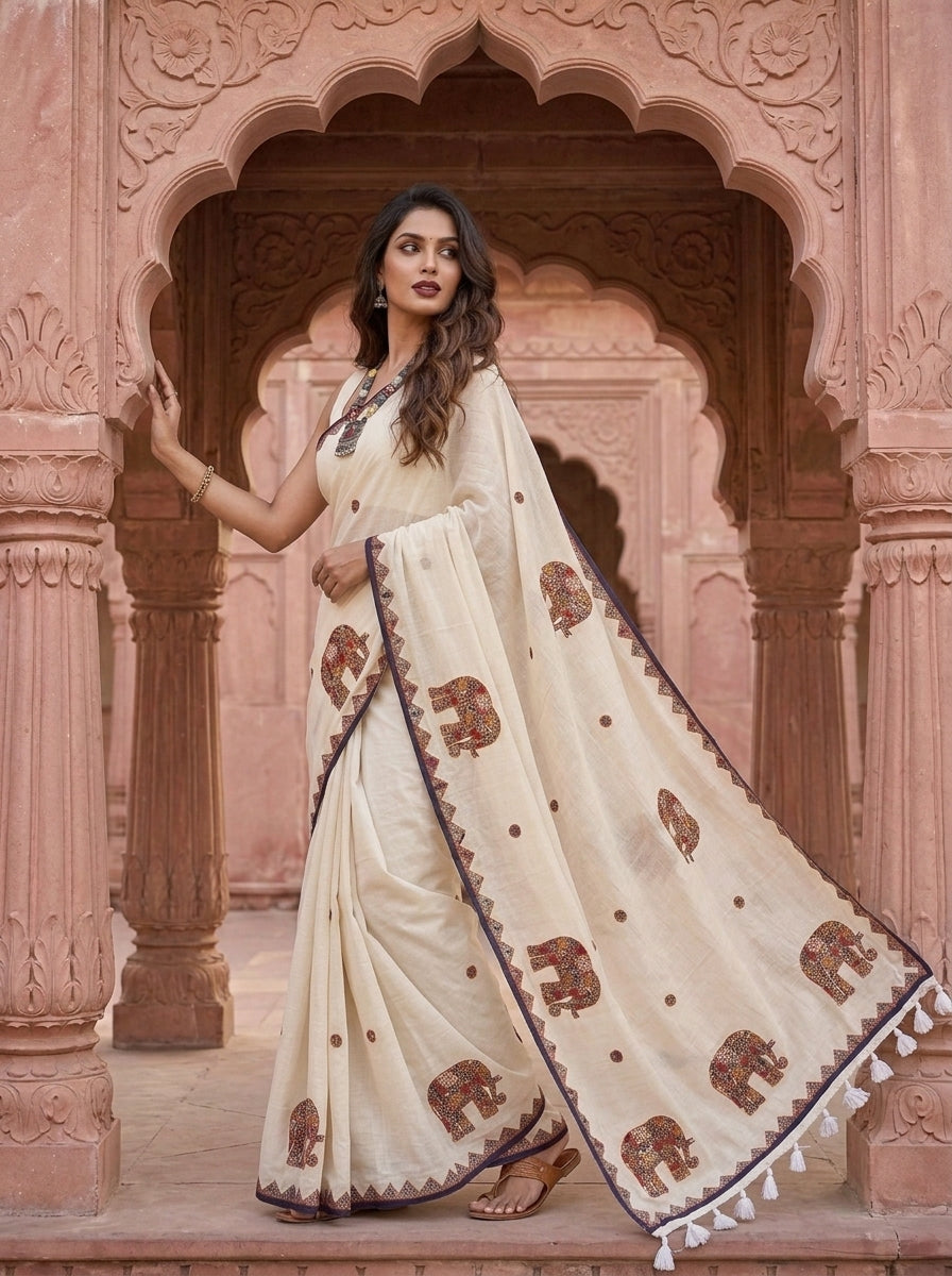 The Artisan Procession Mul Cotton Saree
