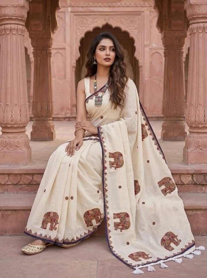 The Artisan Procession Mul Cotton Saree