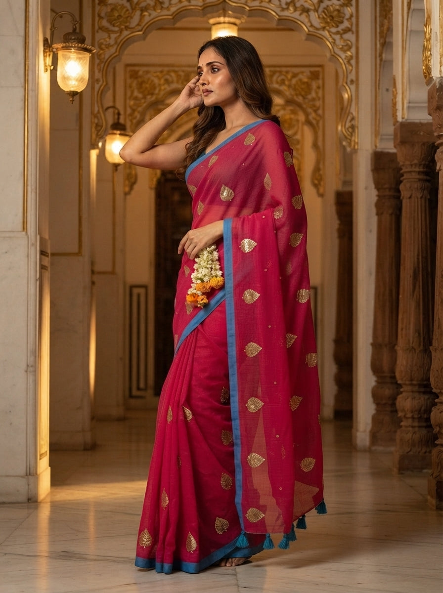 Mandarin Muse Mul Cotton Saree
