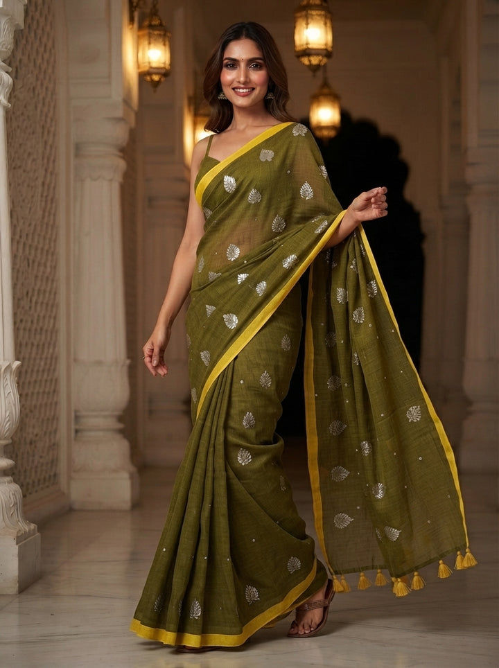 Mandarin Muse Mul Cotton Saree