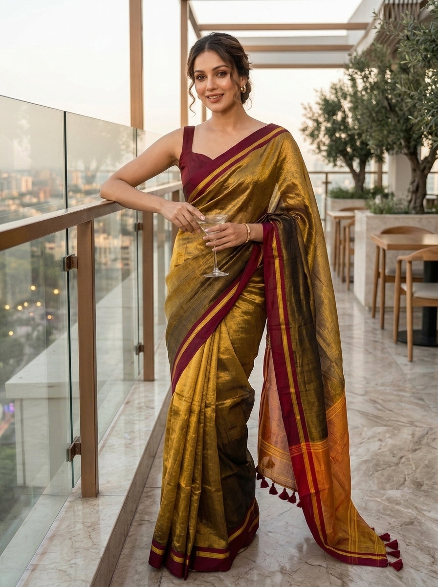 Sunlit Ether Tissue Cotton Saree
