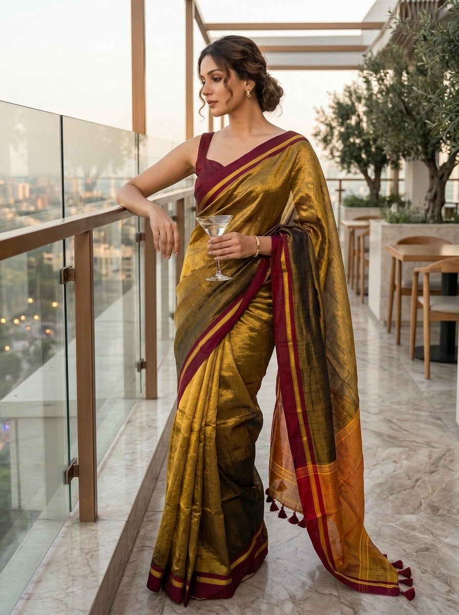 Sunlit Ether Tissue Cotton Saree