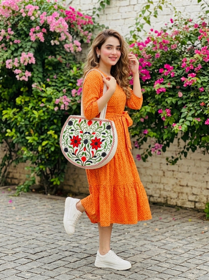 The Floral Tapestry - Embroidered Tote Bag