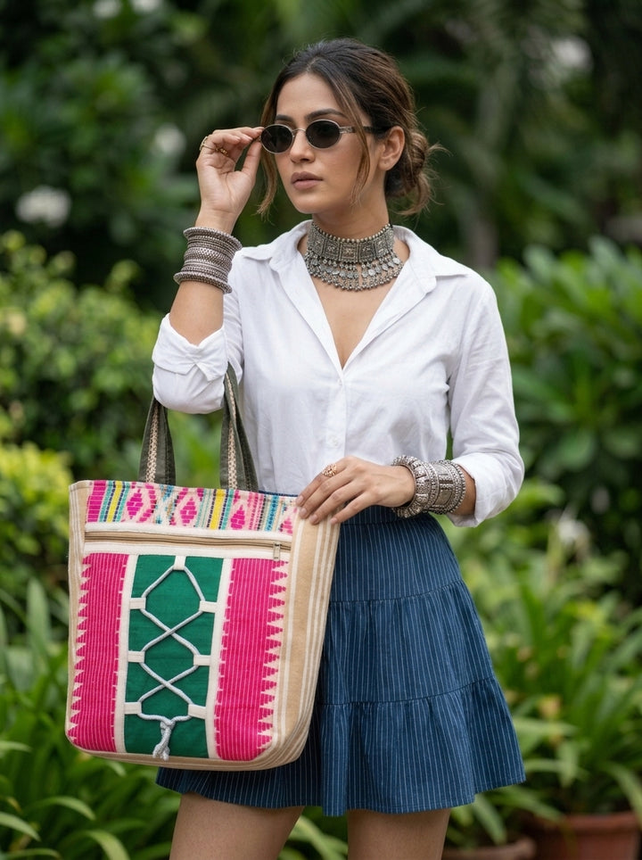 Boho Horizon – Artisan Woven Tote Bag