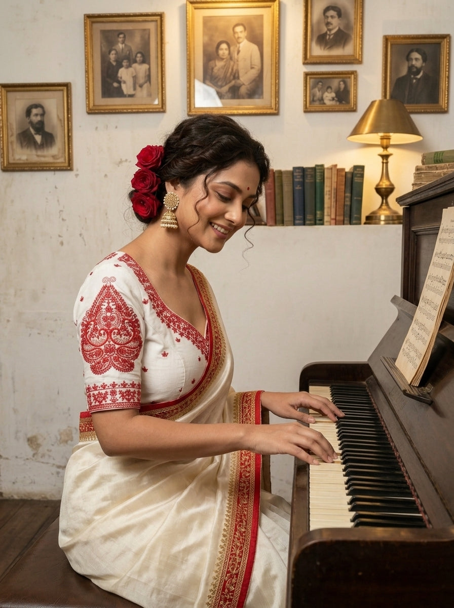 Portrait of Royalty Vichitra Silk Blouse