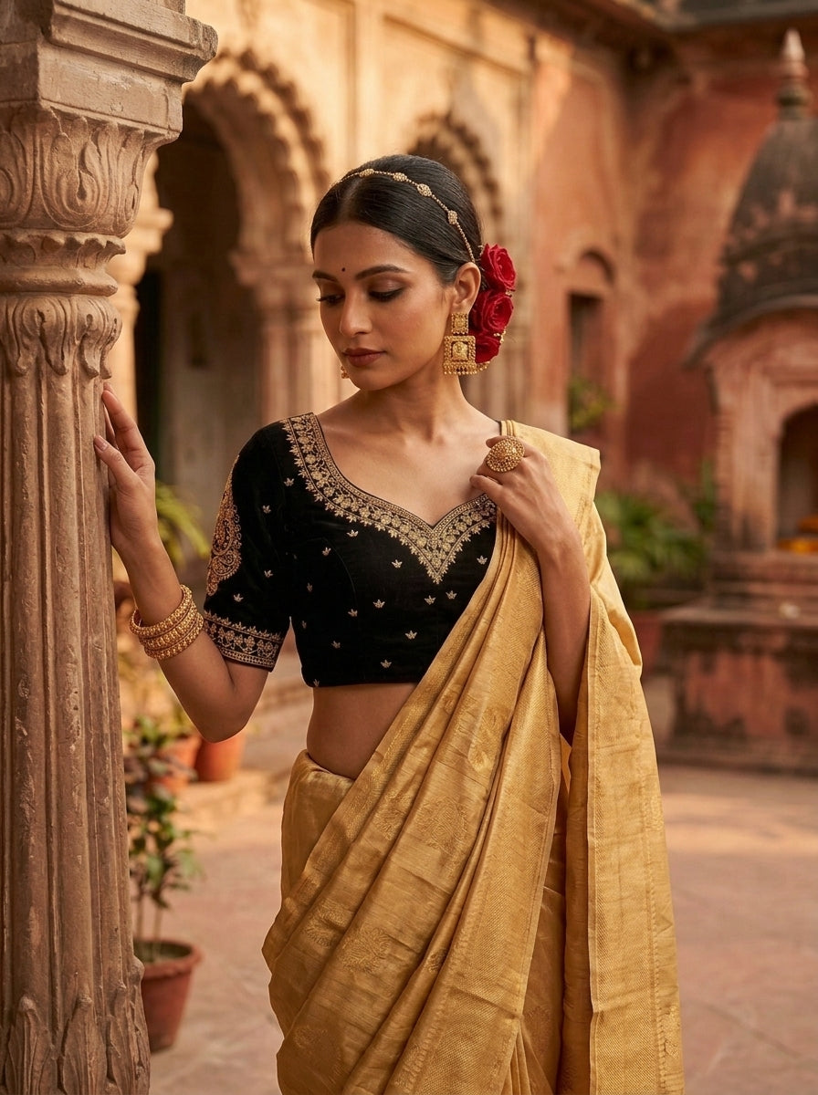 Portrait of Royalty Vichitra Silk Blouse