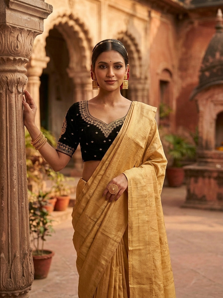Portrait of Royalty Vichitra Silk Blouse
