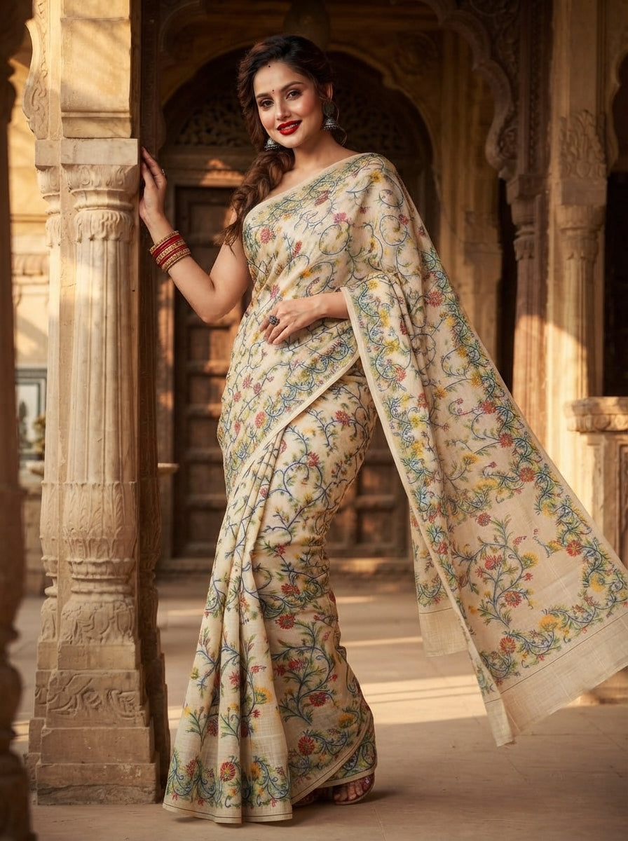 Phoollata Jamdani Exclusive Semi Tussar Jamdani Saree