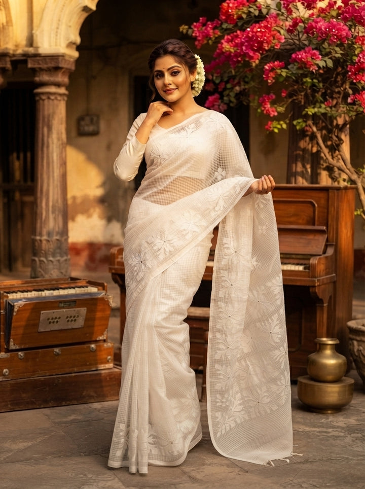Shobder Kagoje Kota Applique Saree