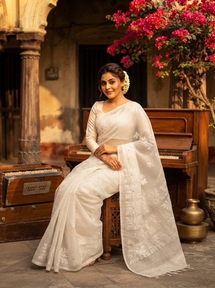 Shobder Kagoje Kota Applique Saree
