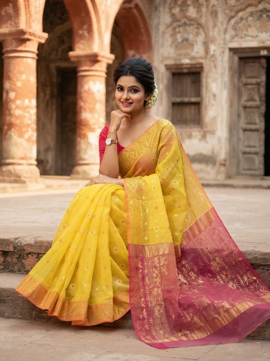 Bibhuti Dhakai Jamdani Saree