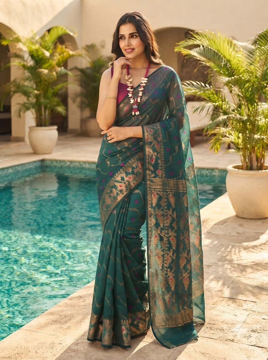 Nakshatra Karat Dhakai Jamdani Saree