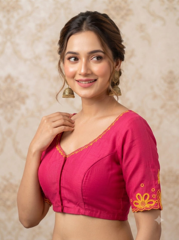 A Crown of Petals Cotton Embroidered Blouse