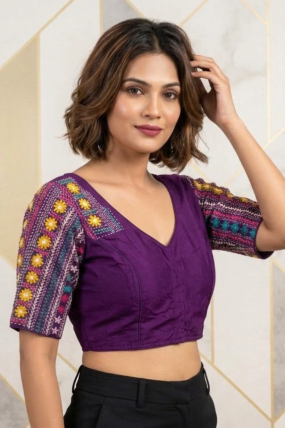 Sunflower Reverie-Multicolor Handwork Blouse