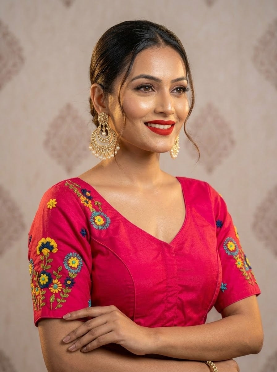 Blooming Paradise – Handstitched Designer Blouse