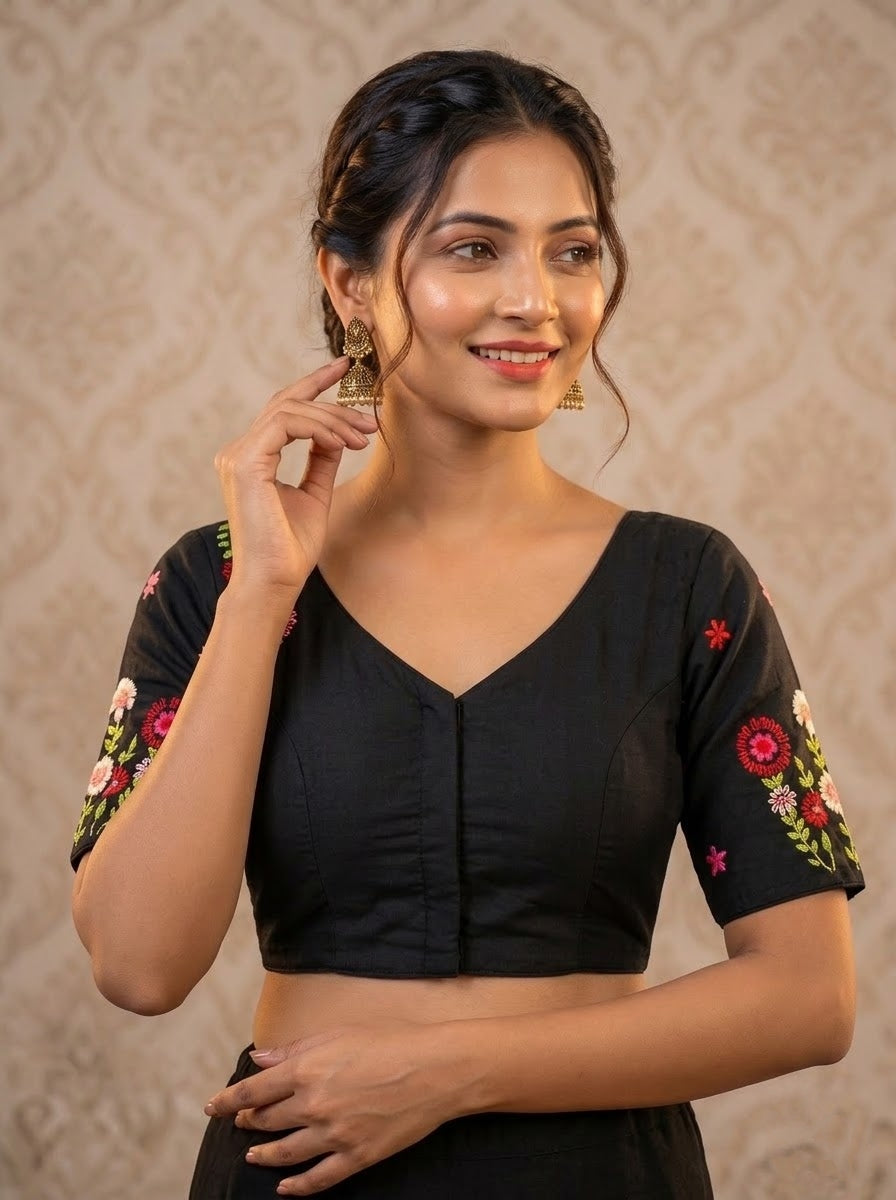 Blooming Paradise – Handstitched Designer Blouse