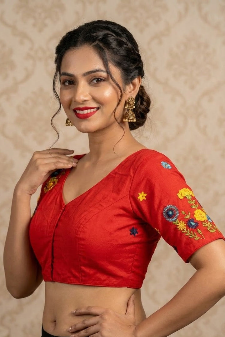Blooming Paradise – Handstitched Designer Blouse