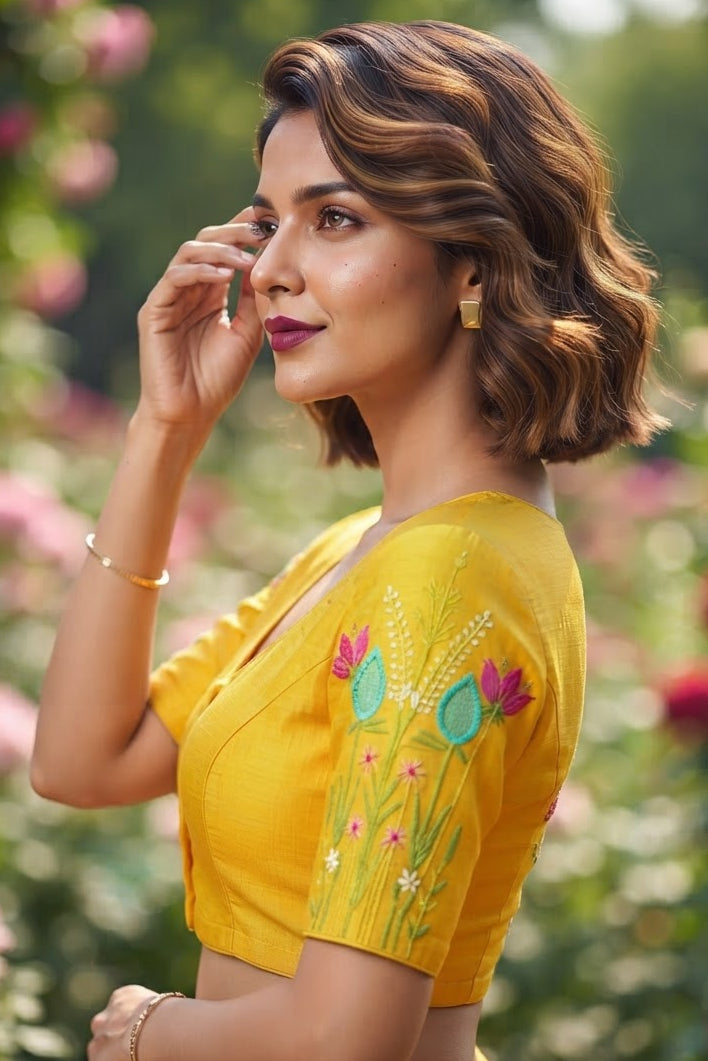 Gilded Garden Vichitra Silk Blouse