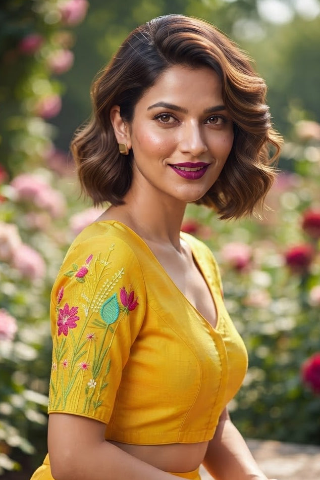 Gilded Garden Vichitra Silk Blouse