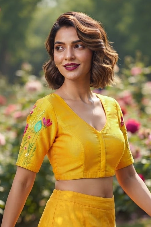 Gilded Garden Vichitra Silk Blouse