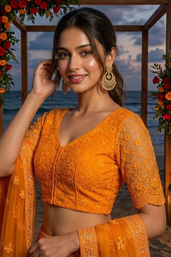Magnificent Bloom Heritage Net Chikankari Blouse