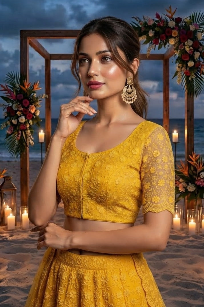Enchanted Bloom Heritage Net Chikankari Blouse
