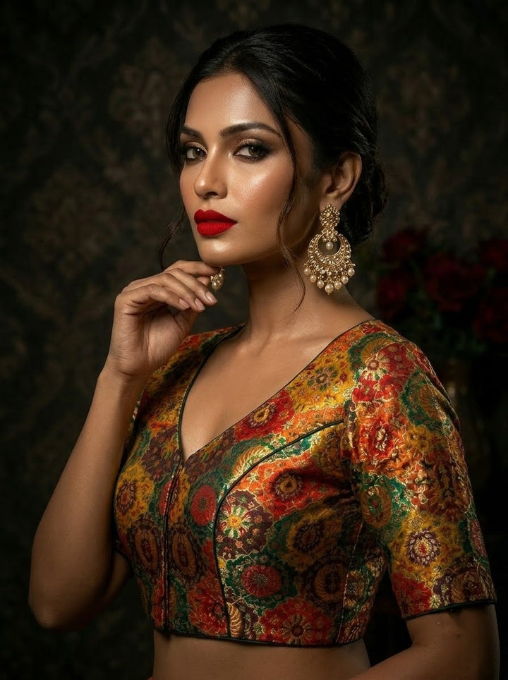 Crown on Repeat- Katan Silk Banarasi Blouse