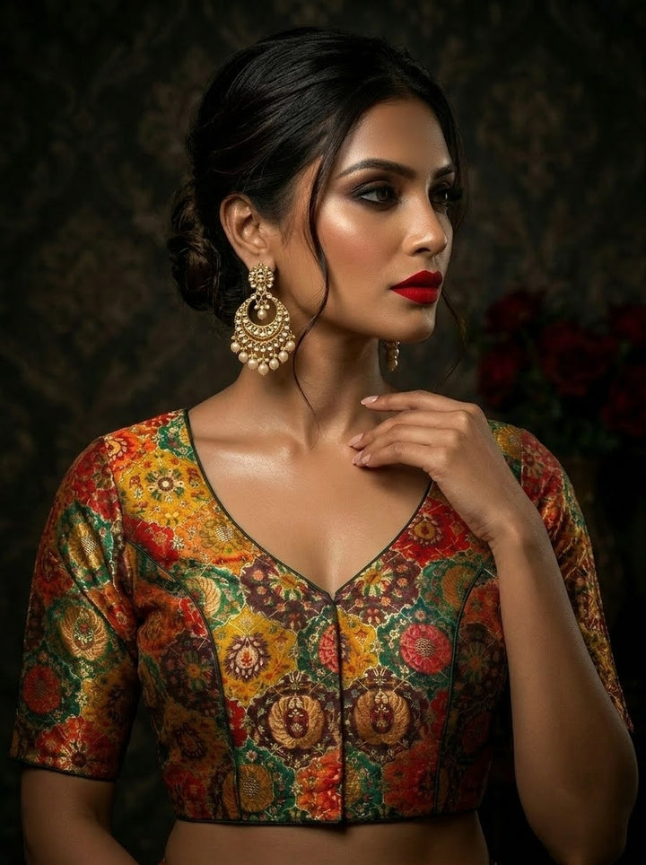 Crown on Repeat- Katan Silk Banarasi Blouse