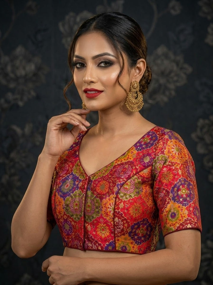 Crown on Repeat- Katan Silk Banarasi Blouse