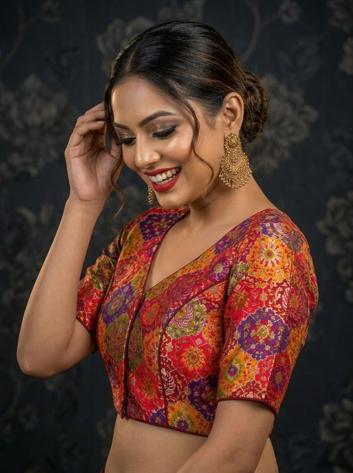 Crown on Repeat- Katan Silk Banarasi Blouse
