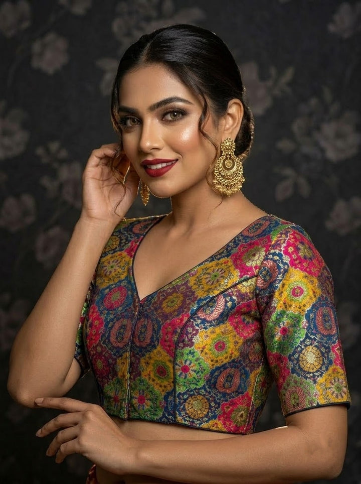 Crown on Repeat- Katan Silk Banarasi Blouse