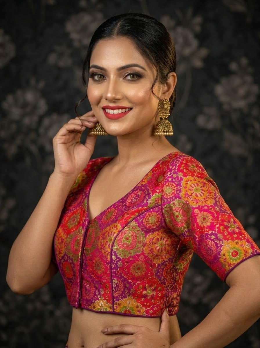 Crown on Repeat- Katan Silk Banarasi Blouse