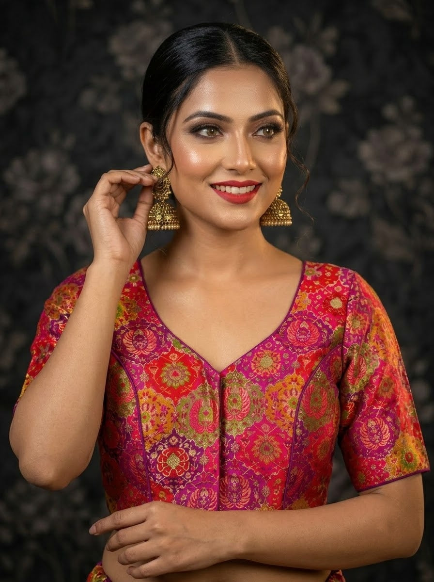 Crown on Repeat- Katan Silk Banarasi Blouse