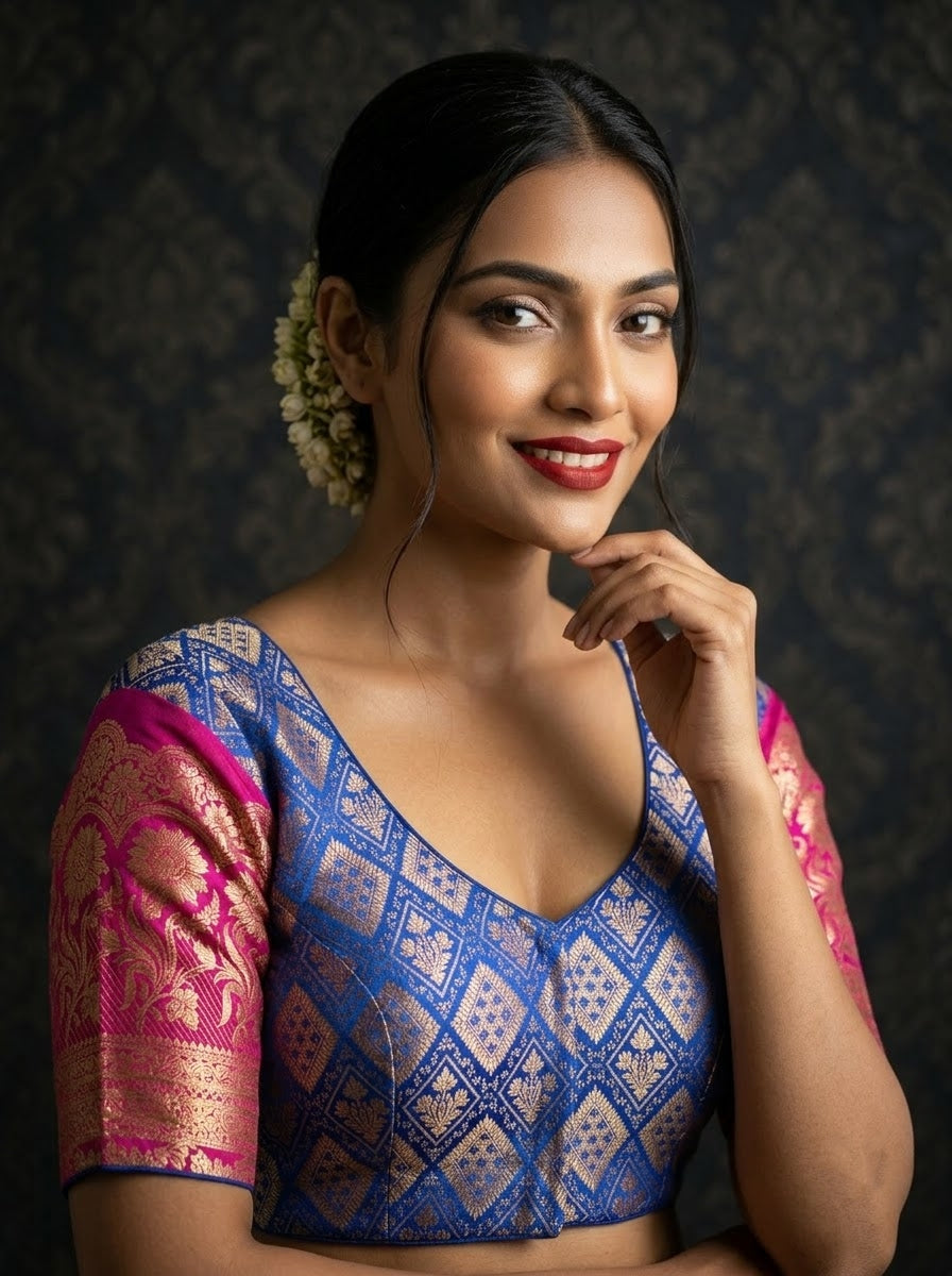 Rajeshwari Grace- Katan Silk Banarasi Zari Woven Designer Blouse