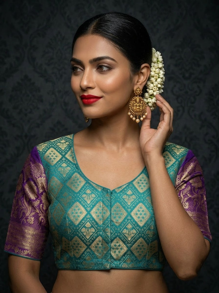 Rajeshwari Grace- Katan Silk Banarasi Zari Woven Designer Blouse