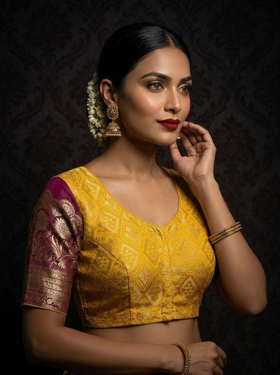 Rajeshwari Grace- Katan Silk Banarasi Zari Woven Designer Blouse