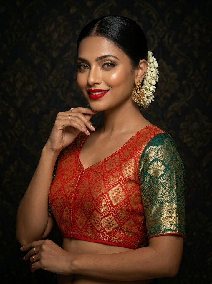 Rajeshwari Grace- Katan Silk Banarasi Zari Woven Designer Blouse