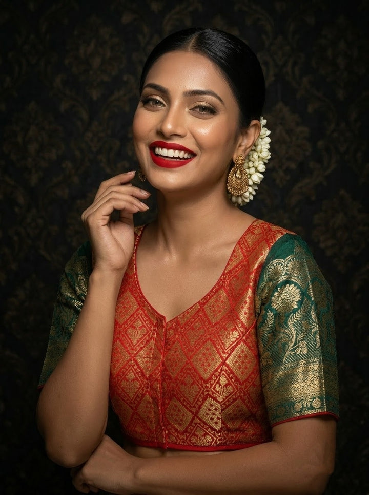 Rajeshwari Grace- Katan Silk Banarasi Zari Woven Designer Blouse